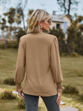 Notched Neck Flounce Sleeve Blouse - Trendsi - Flyclothing LLC