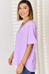 Zenana Texture Short Sleeve T-Shirt - Trendsi - Flyclothing LLC