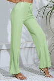 Slit High-Rise Flare Pants - Trendsi