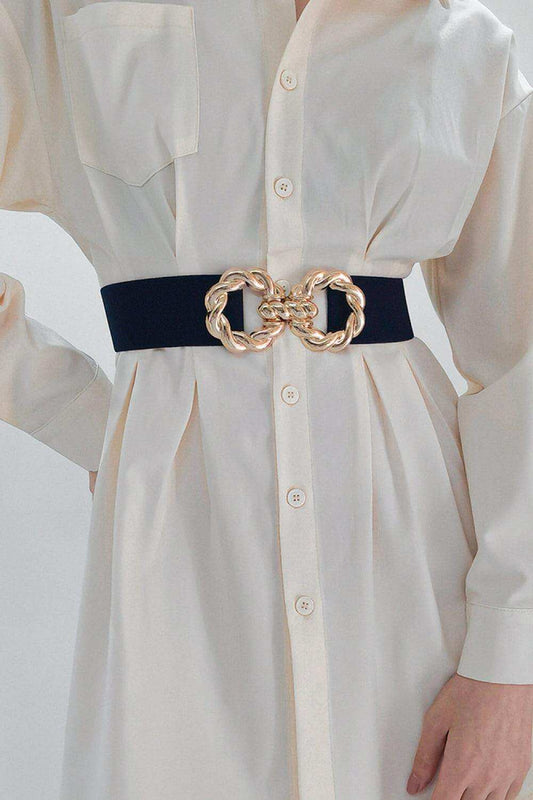 Zinc Alloy Buckle Elastic Belt - Trendsi - Flyclothing LLC