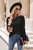 Round Neck Puff Sleeve Blouse - Trendsi - Flyclothing LLC
