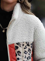 Leopard Color Block Zip-Up Jacket - Trendsi - Flyclothing LLC