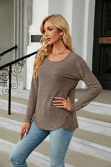 Round Neck Long Sleeve T-Shirt - Trendsi