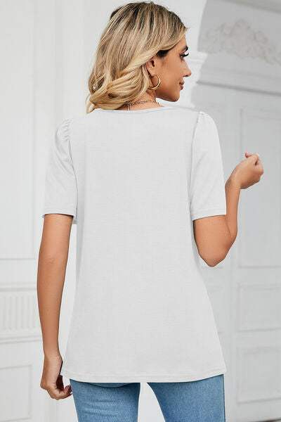 Square Neck Short Sleeve T-Shirt - Trendsi - Flyclothing LLC