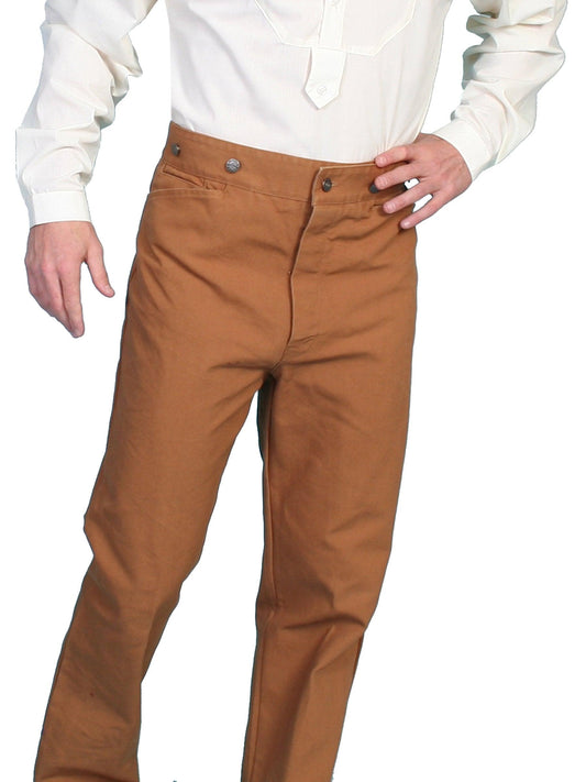 Scully Leather Brown Canvas Saddle Seat Mens Pant - Flyclothing LLC