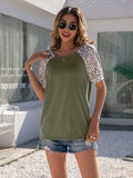 Leopard Round Neck Short Sleeve T-Shirt - Trendsi - Flyclothing LLC