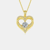 1.2 Carat Moissanite 925 Sterling Silver Heart Necklace - Trendsi