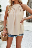 Ruched Grecian Neck Tank - Trendsi - Flyclothing LLC
