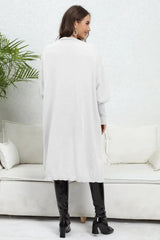 Lantern Sleeve Open Front Pocketed Cardigan - Trendsi - Flyclothing LLC