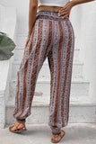 Smocked Printed High Waist Pants - Trendsi