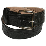 Classic Tooled Floral Genuine Leather Western Belt (Black or Brown) - Rockmount Clothing