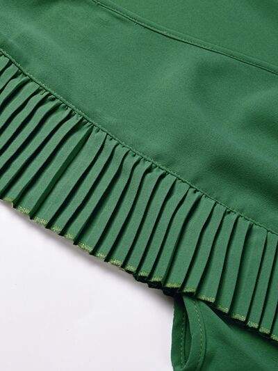 Tied Surplice Cap Sleeve Pleated Dress - Trendsi - Flyclothing LLC