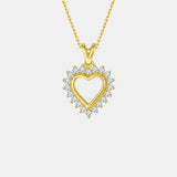Moissanite 925 Sterling Silver Heart Pendant Necklace - Flyclothing LLC