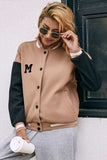 Contrast Baseball Collar Snap Down Jacket - Trendsi - Flyclothing LLC