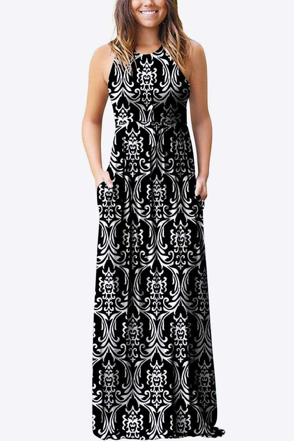 Empire Waist Sleeveless Dress with Pockets - Trendsi - Flyclothing LLC
