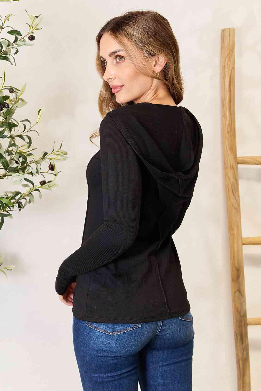 Culture Code Full Size Exposed Seam Long Sleeve Hoodie - Trendsi