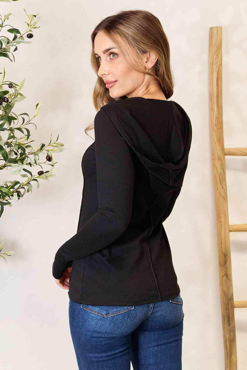 Culture Code Full Size Exposed Seam Long Sleeve Hoodie - Trendsi - Flyclothing LLC