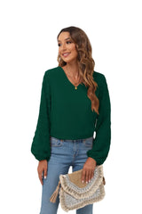 Swiss Dot Balloon Sleeve Blouse - Trendsi - Flyclothing LLC