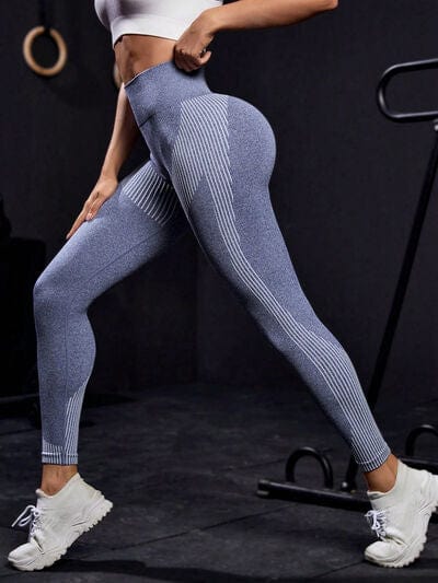 Striped High Waist Active Pants - Flyclothing LLC