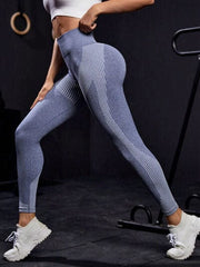 Striped High Waist Active Pants - Flyclothing LLC