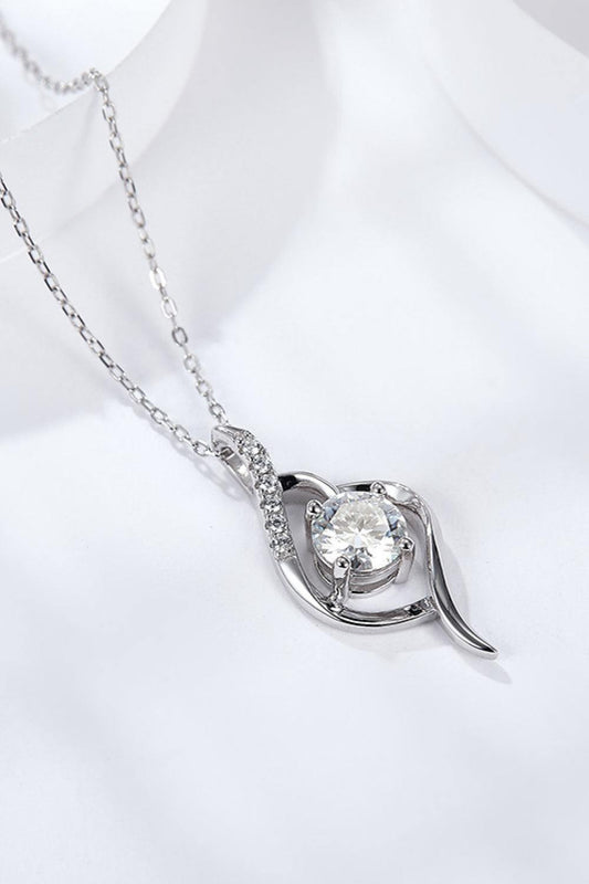 Platinum-Plated 1 Carat Moissanite Pendant Necklace - Trendsi