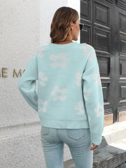 Floral Dropped Shoulder Sweater - Trendsi