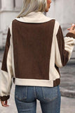 Color Block Zip Up Pocketed Jacket - Trendsi