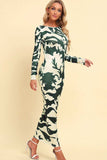 Printed Backless Long Sleeve Maxi Dress - Trendsi - Flyclothing LLC