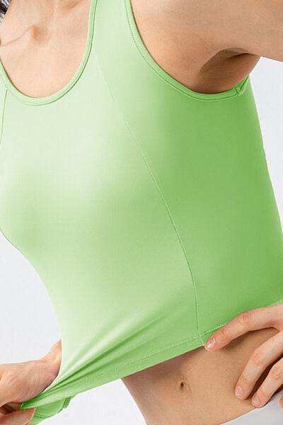 Round Neck Wide Strap Active Tank - Trendsi - Flyclothing LLC
