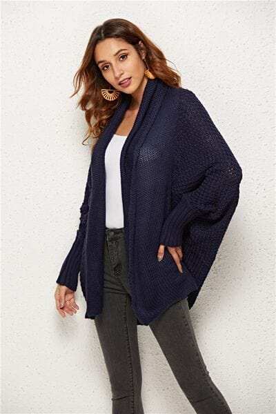Open Front Batwing Sleeve Cardigan - Trendsi - Flyclothing LLC