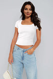 Square Neck Short Sleeve Tee - Trendsi