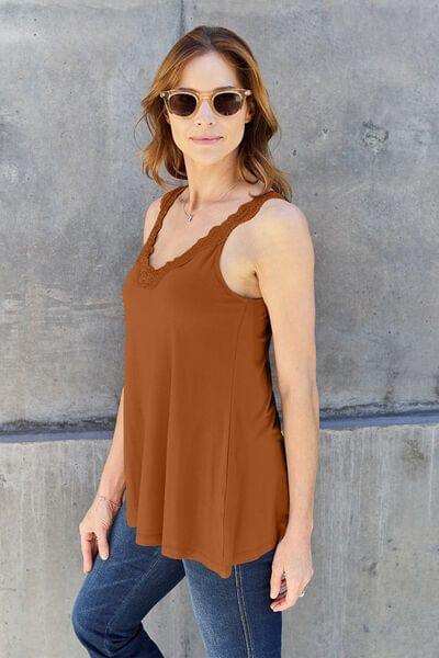 Basic Bae Full Size Lace Detail V-Neck Cutout Cami - Trendsi - Flyclothing LLC