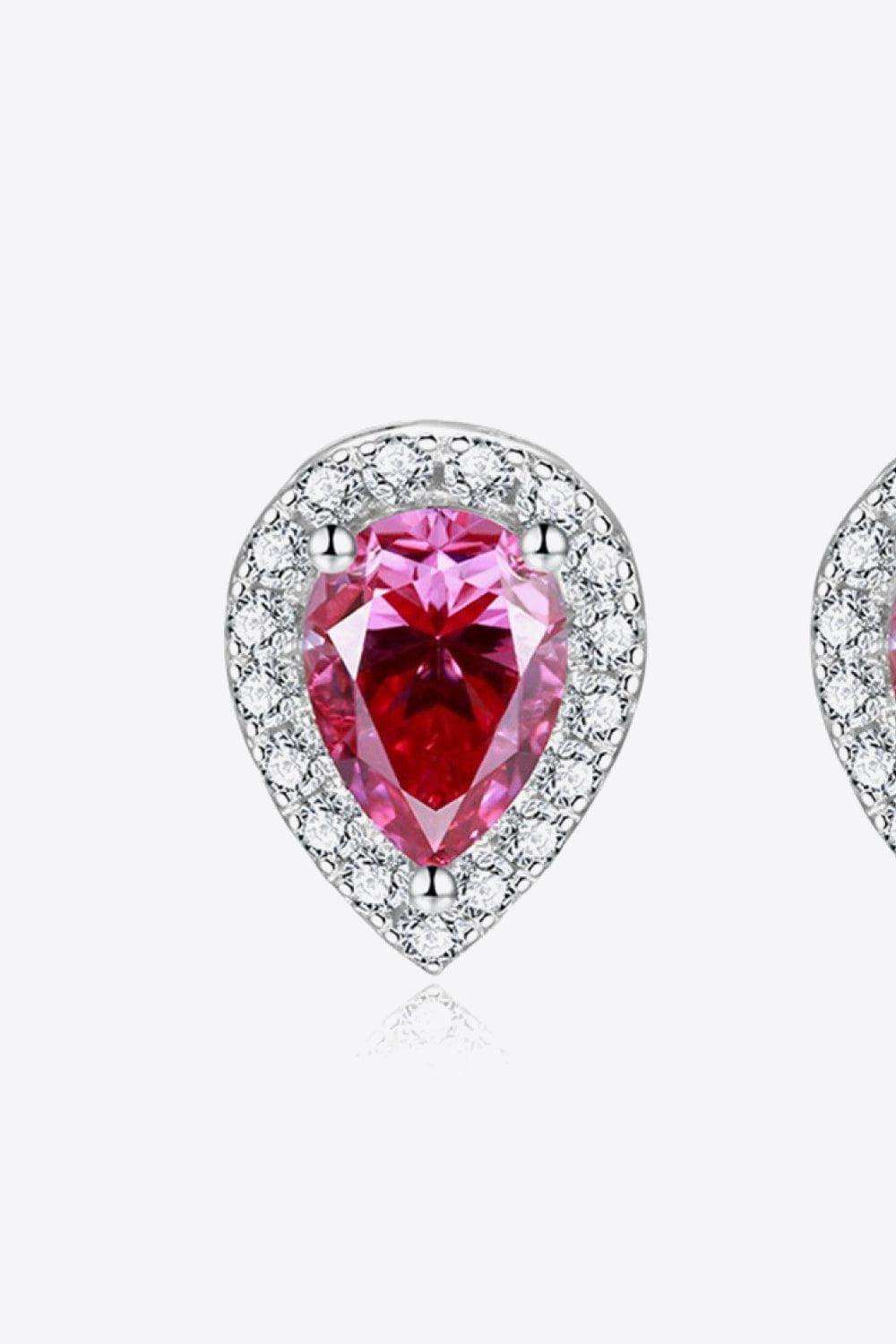 2 Carat Moissanite Teardrop Stud Earrings in Rose - Trendsi - Flyclothing LLC