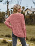 Round Neck Long Sleeve Buttoned T-Shirt - Trendsi - Flyclothing LLC