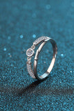 Moissanite Cutout Rhodium-Plated Ring - Trendsi - Flyclothing LLC