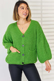 Pocketed Button Up Dropped Shoulder Cardigan - Trendsi - Flyclothing LLC