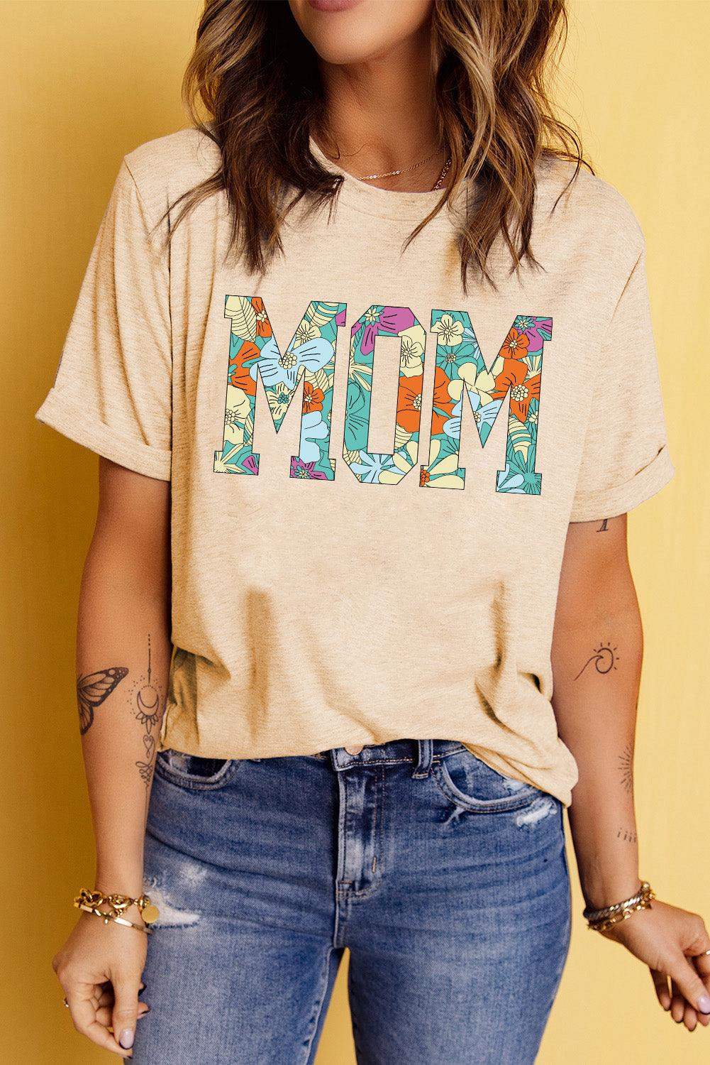 MOM Floral Graphic T-Shirt - Trendsi - Flyclothing LLC