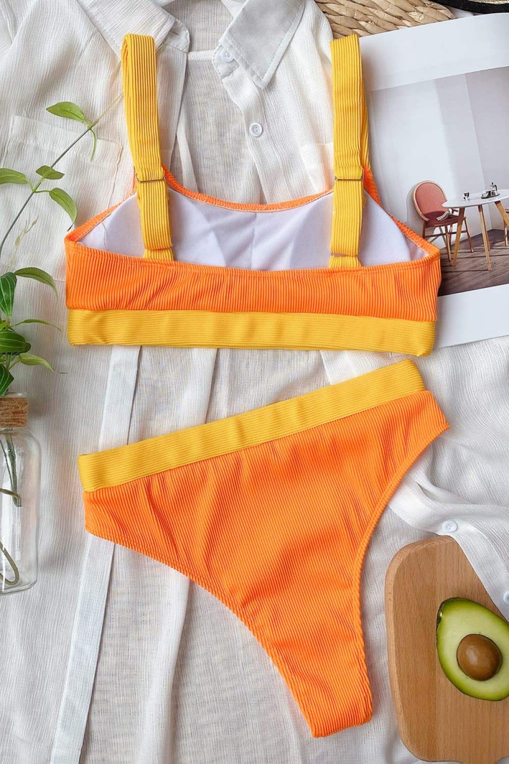 Color Block Scoop Neck Bikini Set - Trendsi - Flyclothing LLC