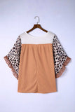 Plus Size Printed Color Block Ruffled Blouse - Trendsi - Flyclothing LLC