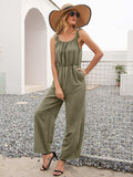 Round Neck Sleeveless Jumpsuit with Pockets - Trendsi - Flyclothing LLC