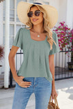 Eyelet Square Neck Flutter Sleeve Blouse - Trendsi - Flyclothing LLC