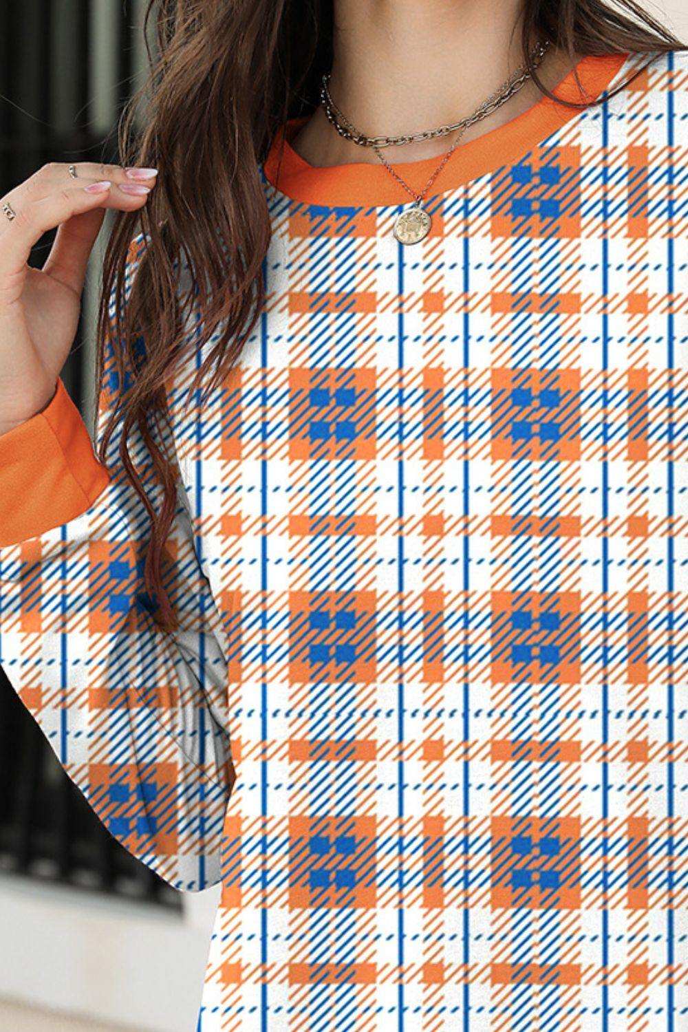 Printed Round Neck Long Sleeve Sweatshirt - Trendsi - Flyclothing LLC