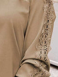 Lace Detail Round Neck Long Sleeve T-Shirt - Trendsi - Flyclothing LLC