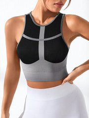 Color Block Round Neck Active Tank - Trendsi