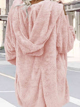 Teddy Hooded Jacket with Pockets - Trendsi - Flyclothing LLC