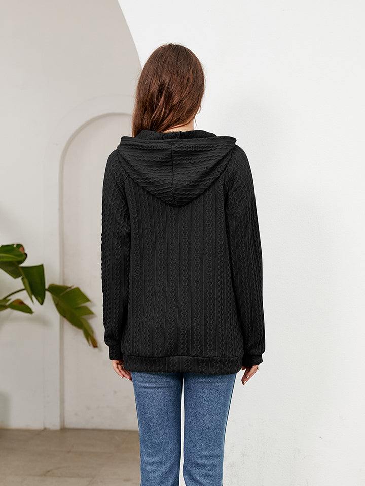 Raglan Sleeve Front Pocket Hoodie - Trendsi