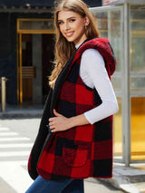 Plaid Hooded Vest - Trendsi - Flyclothing LLC