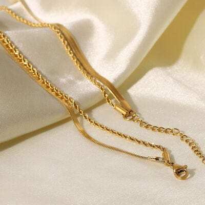 18K Gold-Plated Double-Layered Necklace - Trendsi - Flyclothing LLC