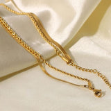 18K Gold-Plated Double-Layered Necklace - Trendsi