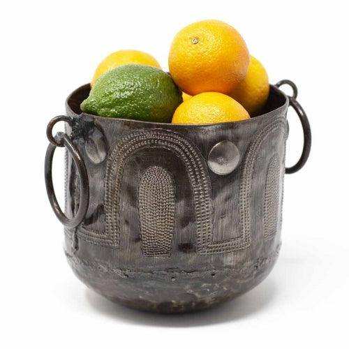 Hammered Metal Container with Round Handles - Croix des Bouquets - Croix des Bouquets - Flyclothing LLC